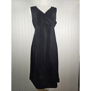 Basic Editions Black Linen Blend Sheath Dress Women's 12 Minimalist Boho Preppy